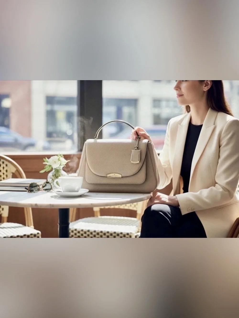 KATE SPADE PINE GROVE WAY ALEXYA  SATCHEL EGG SHELL.